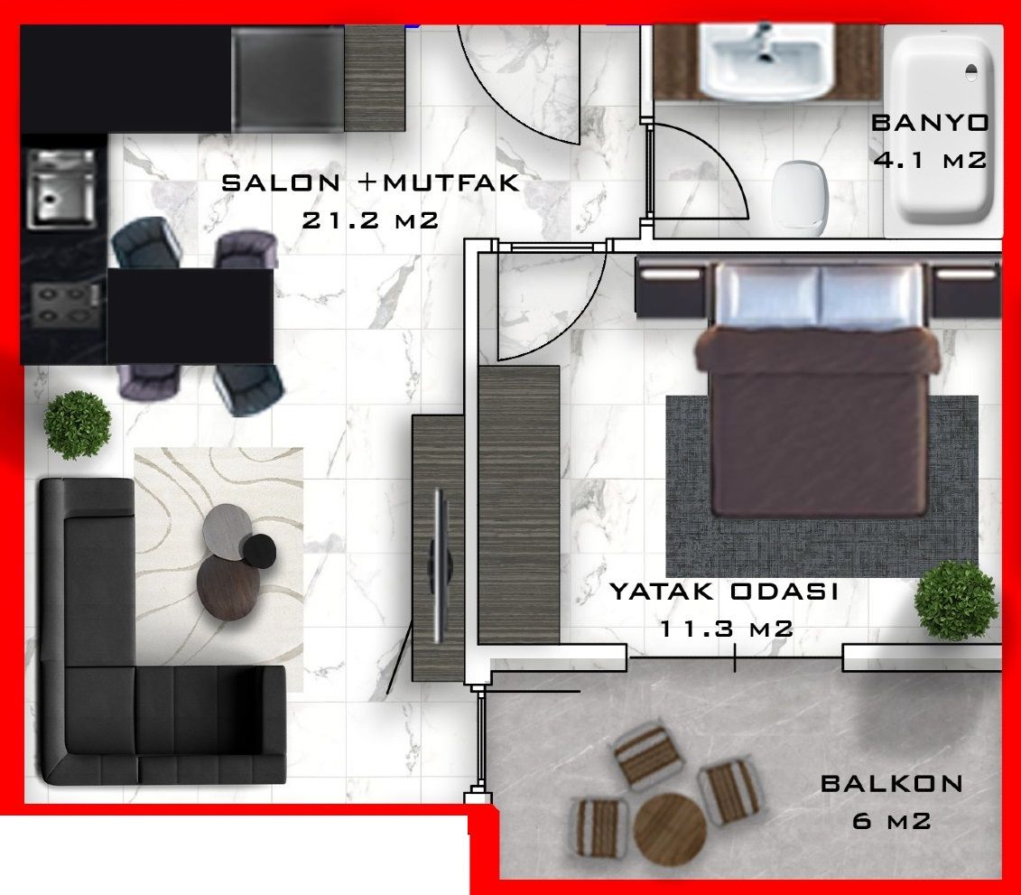 Apartment in Alanya, Türkei, 49 m2 - Foto 1