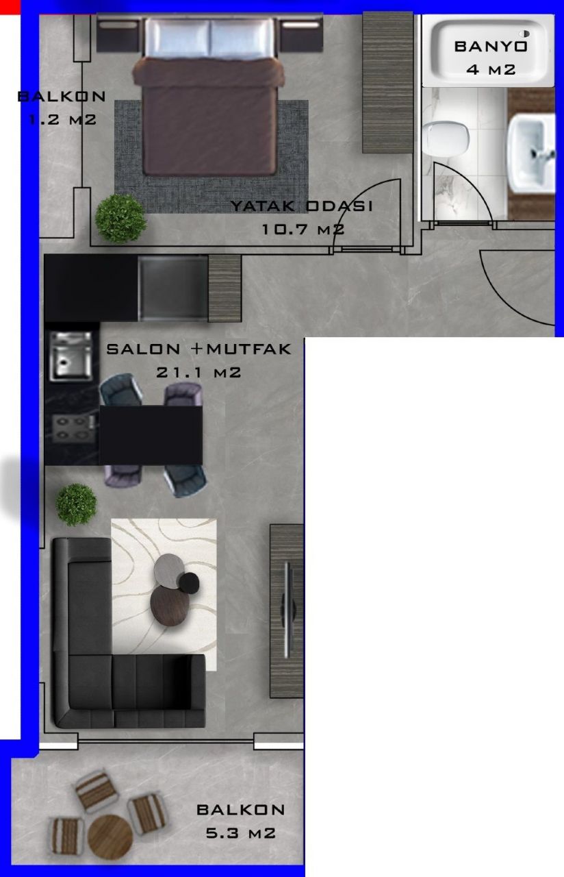 Apartment in Alanya, Turkey, 49 sq.m - picture 1