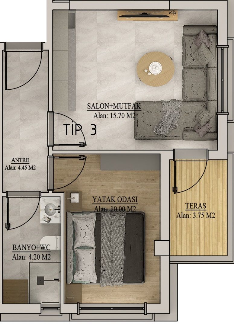 Appartement SERİK, Turquie, 48 m2 - image 1