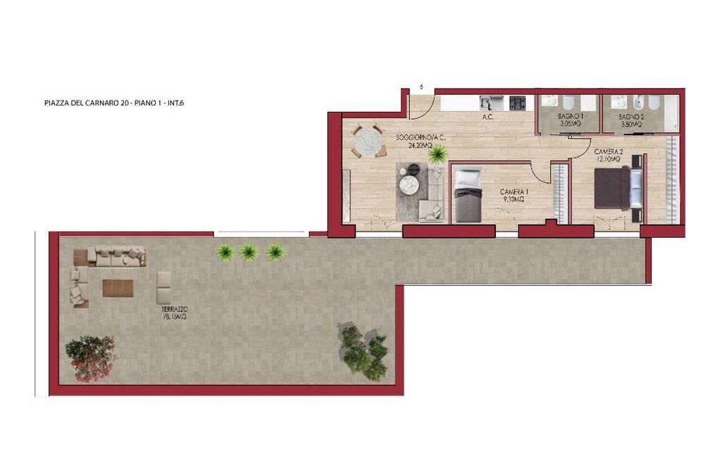 Flat in Rome, Italy, 85 sq.m - picture 1