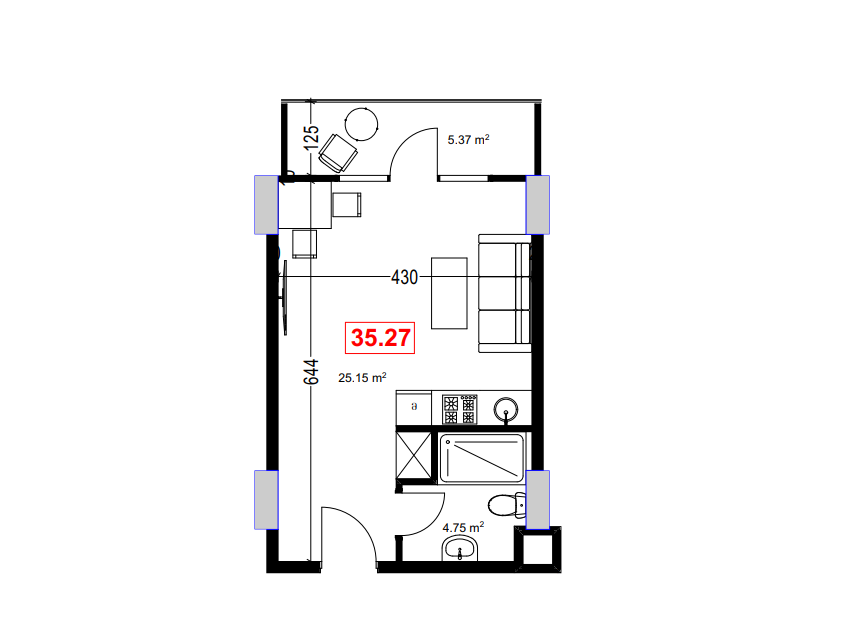 Appartement à Batoumi, Géorgie, 35.27 m2 - image 1