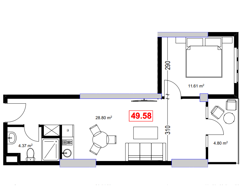 Appartement à Batoumi, Géorgie, 49.58 m2 - image 1