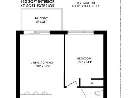 Flat for 628 814 euro in New York City, USA